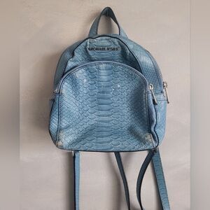 Michael Kors Blue Mini Backpack Abbey Croc Embossed Fair Condition 8x8 Michael Kors Adina Medium Backpack Dark Chambray Blue Mk  main image 3